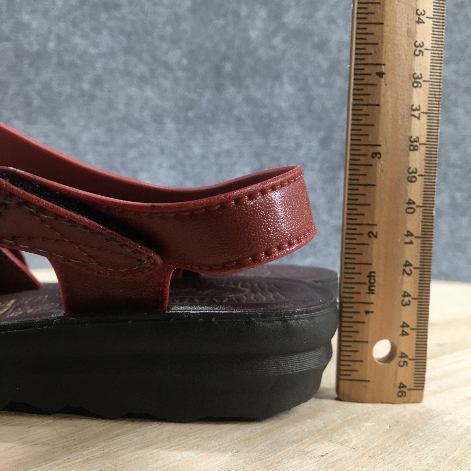 ABCDE Fashion Ankle Strap Sandal Womens 39 Red Multicolor Low Wedge Open Toe