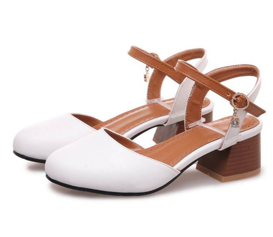 Women’s Round Toe Mary Janes Sandals Slingbacks Block Heels Buckle Strap Shoes