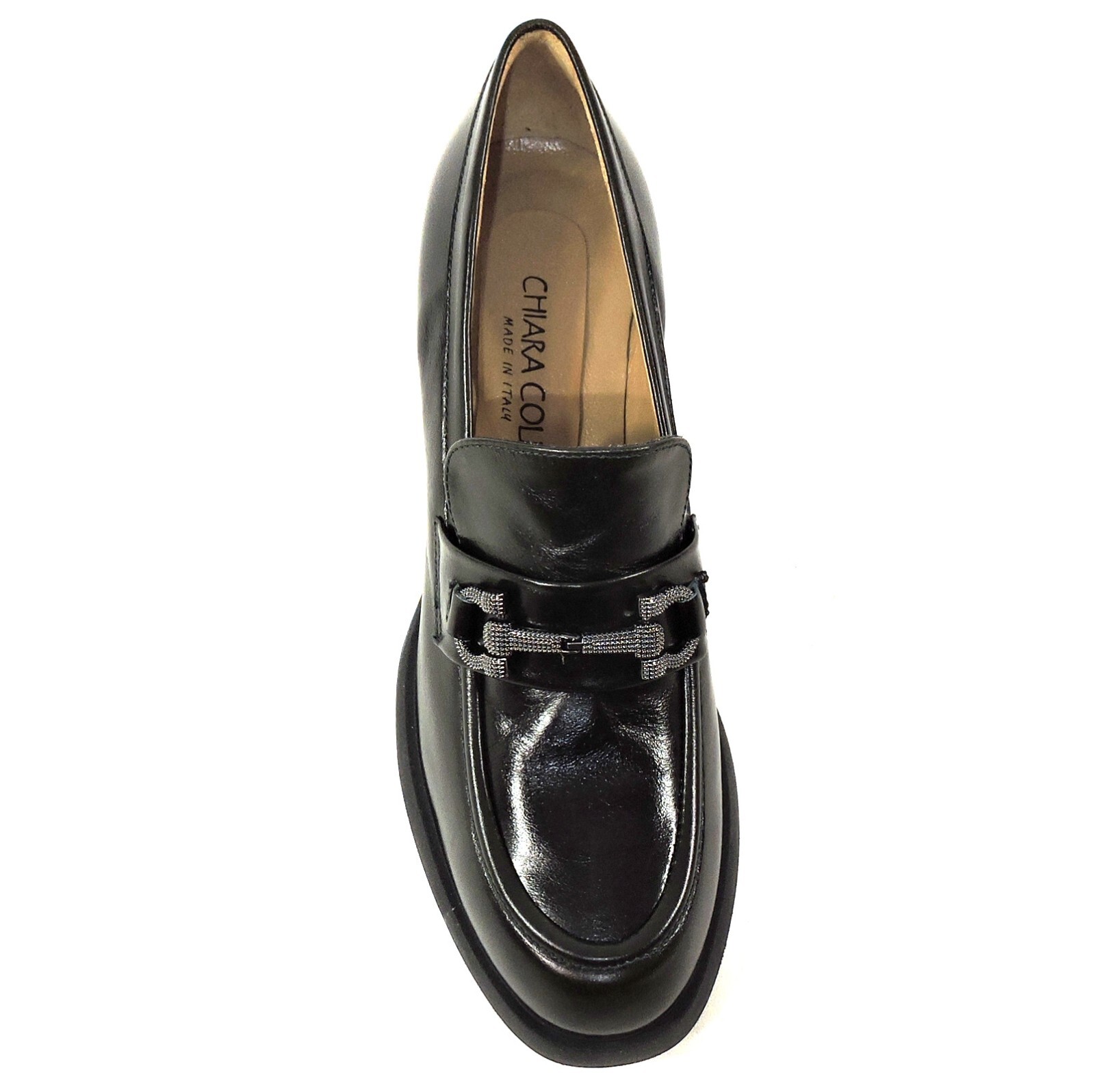 CHIARA COLINI 🇮🇹 WOMEN’S BLACK SOFT LEATHER COMFORT HEELED LOFERS