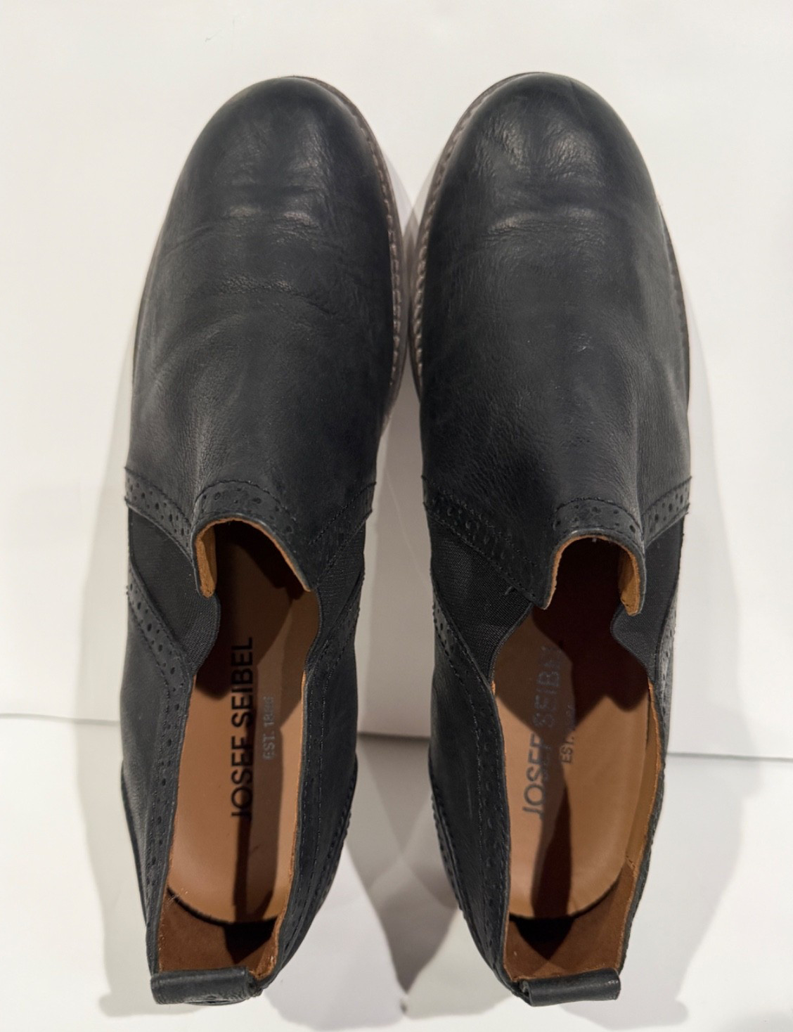 Josef Seibel Womens Sienna Black Leather Slip On Brogue US 11 EU 42