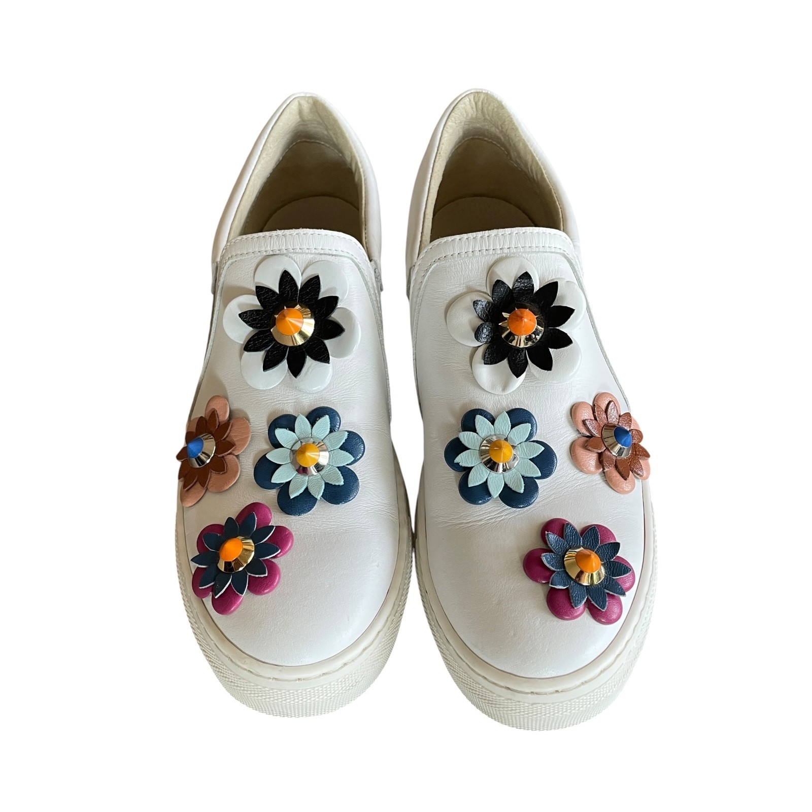 THE SHOE BOX ITALY Women’s Size 40 White Leather Embellished Sneakers Low Top