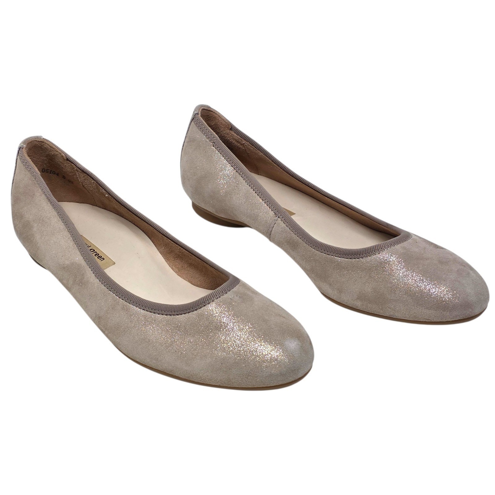 Paul Green Taupe Metallic Suede Ballerina Flats Made in Austria Size 6.5 US $395