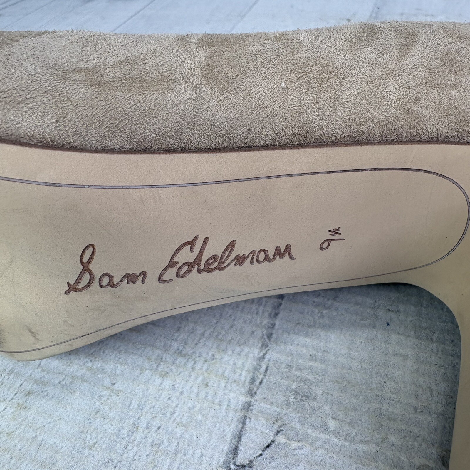 Sam Edelman JUNIE Oatmeal Suede Leather Block 3.25″ High Heel Size 9.5 M EU 39.5