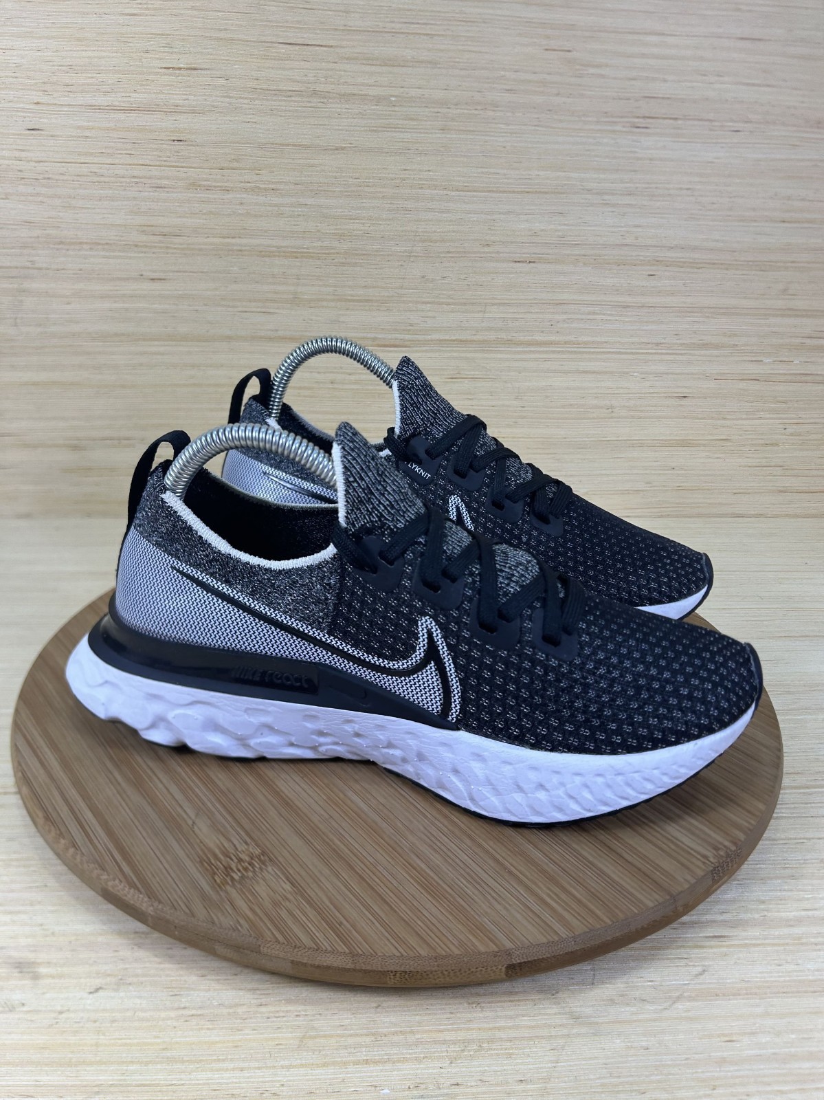 Nike React Infinity Run Flyknit Black Gray Athletic Running Shoes Womens 8.5