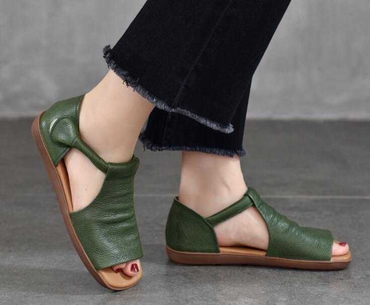 Women’s Gladiators Open Toe Cow Leather Sandals Flats Comfort Oxfords Ankle Boot