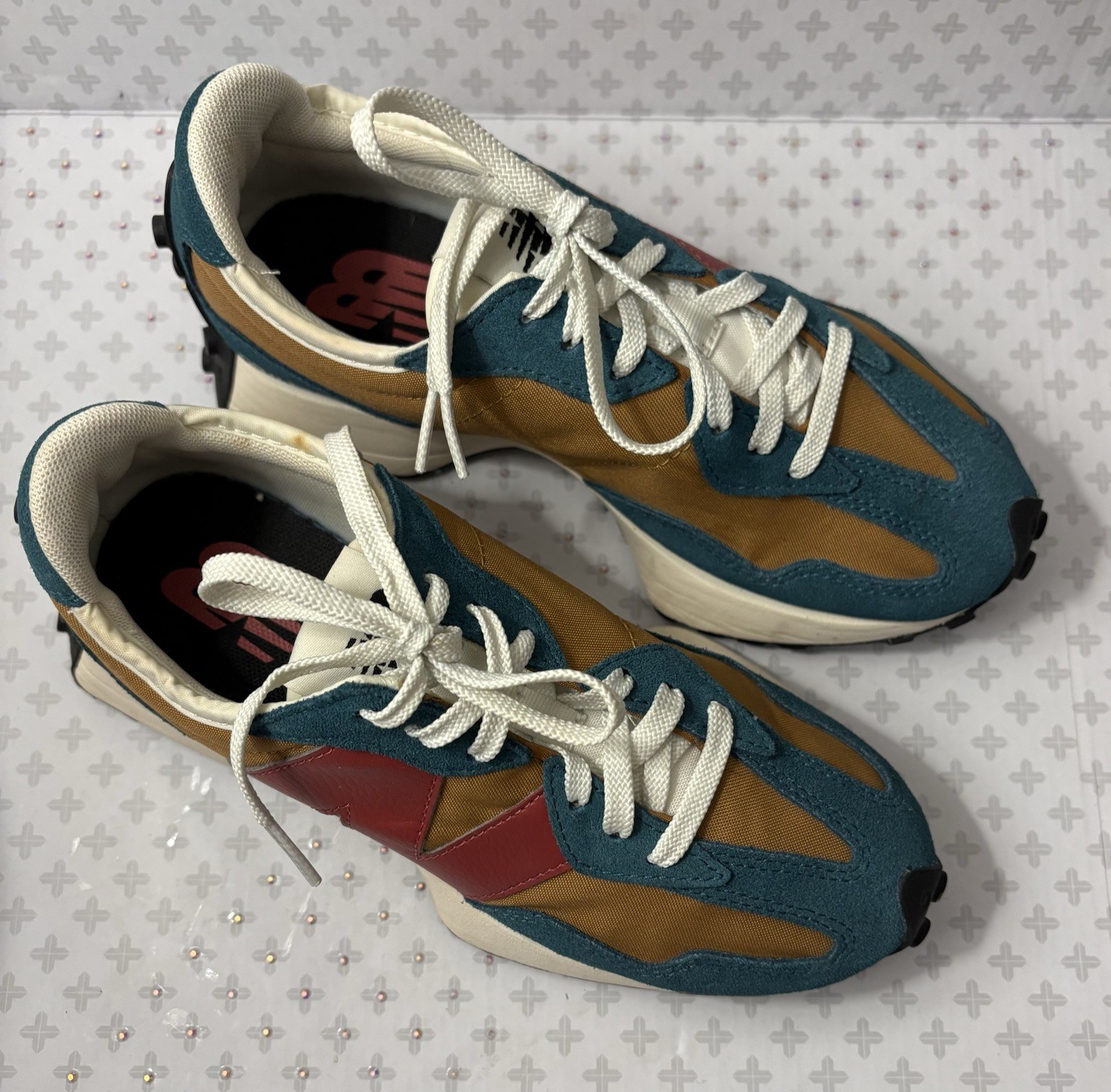New Balance 327 Mountain Teal Workwear WS327WN1 Suede Lace-Up Low Top