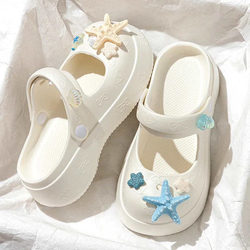 Women’s Hole Shoes Wear One-word Beach Cool Slippers Ba