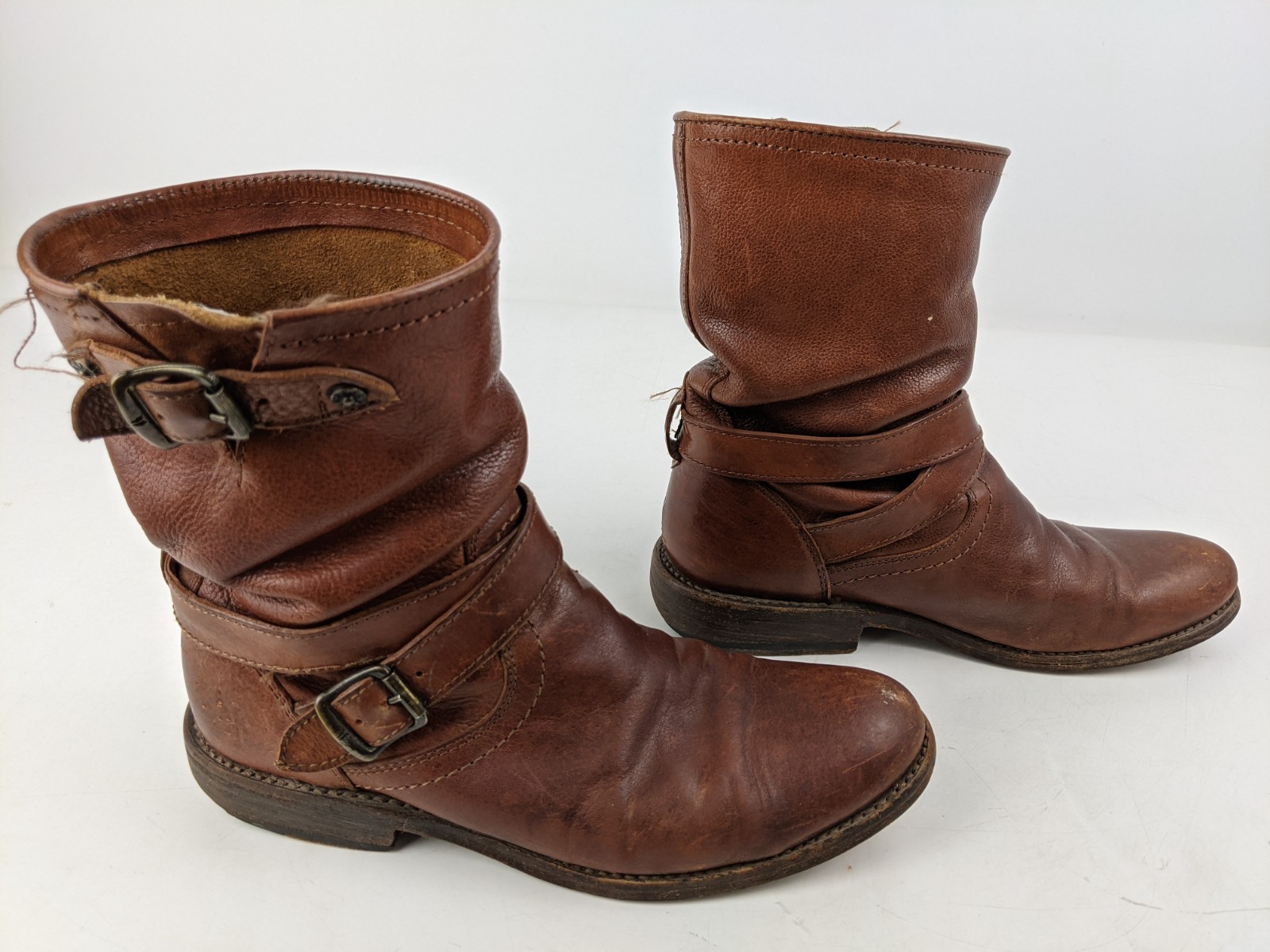 frye jaden cross engineer harness boots womens size 5 cognac brown leather