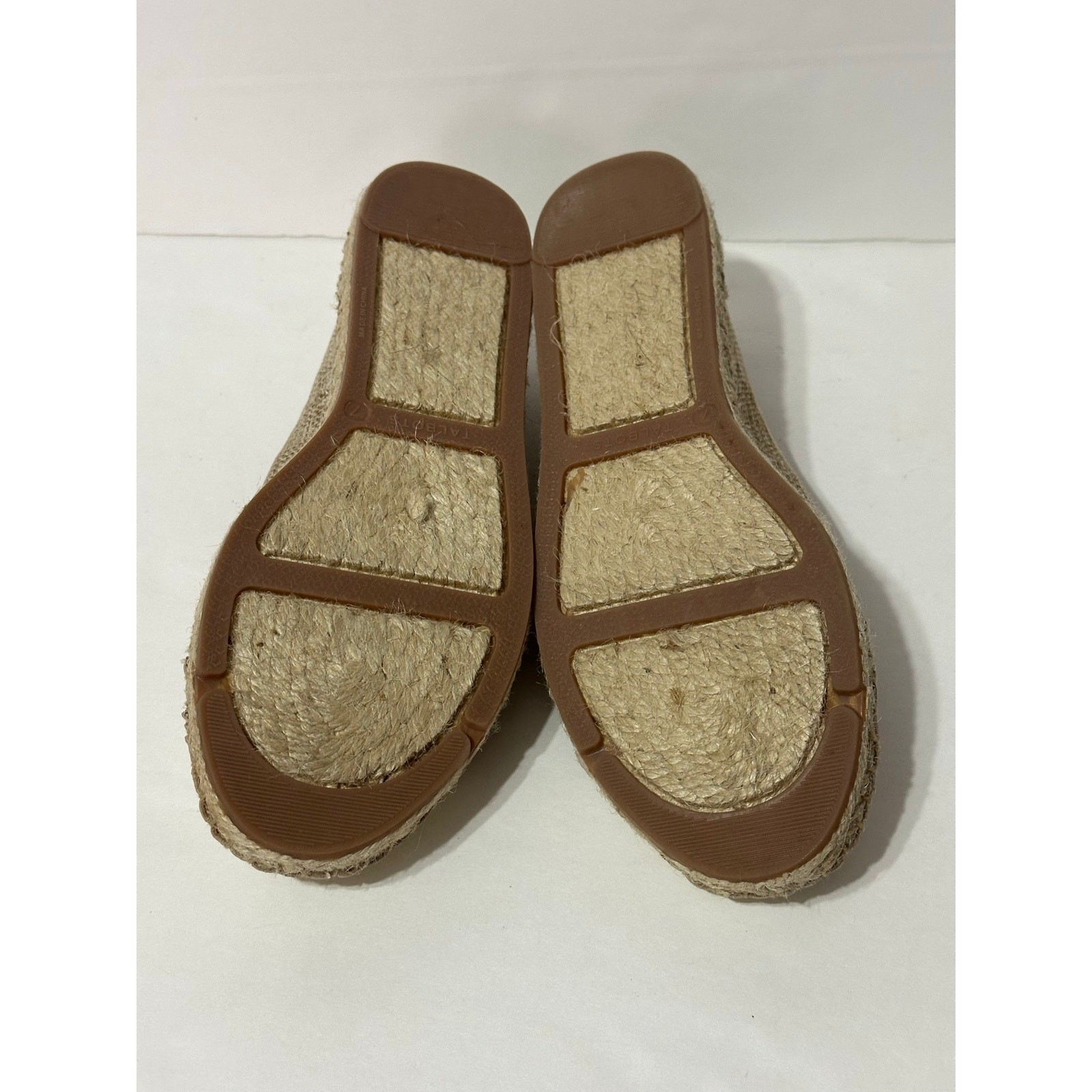NWOB TALBOTS Izzy Espadrille Flats Linen / Gold Metallic Leather Cap Toe 7 NEW