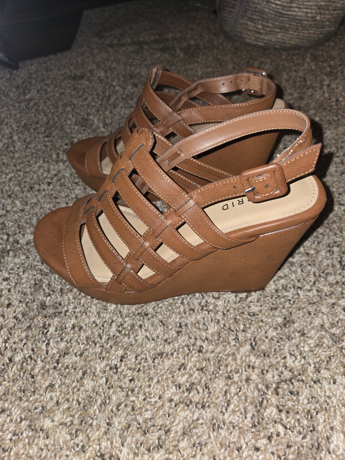 Torrid Brown Strappy Covered Platform Wedge Heel Shoe Size 10W/ NWOB