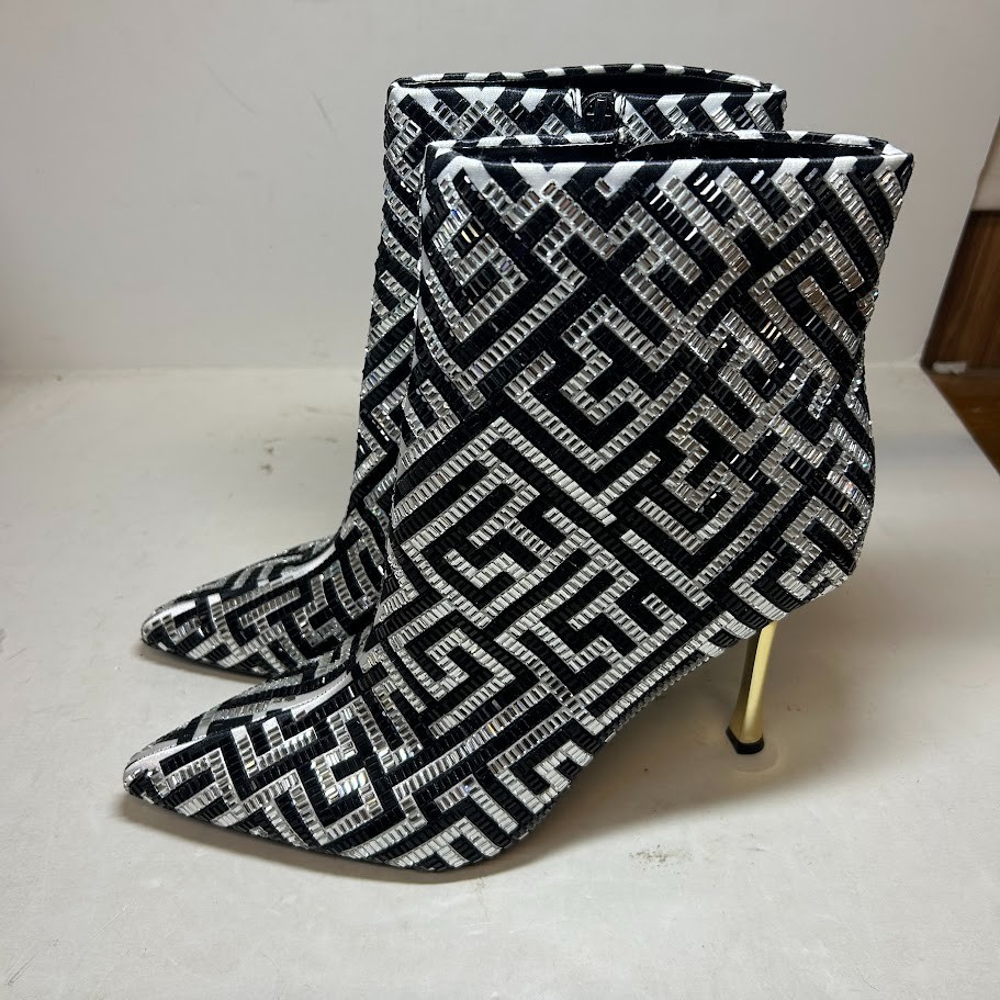 INC Womens 5 M Black Maze Rakima Pointed Toe High Heel Ankle Boots DISPLAY RF2