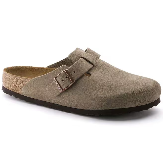 Birkenstock Boston Taupe Suede Leather Clog Shoes Unisex EU 37-45 Narrow/Wide