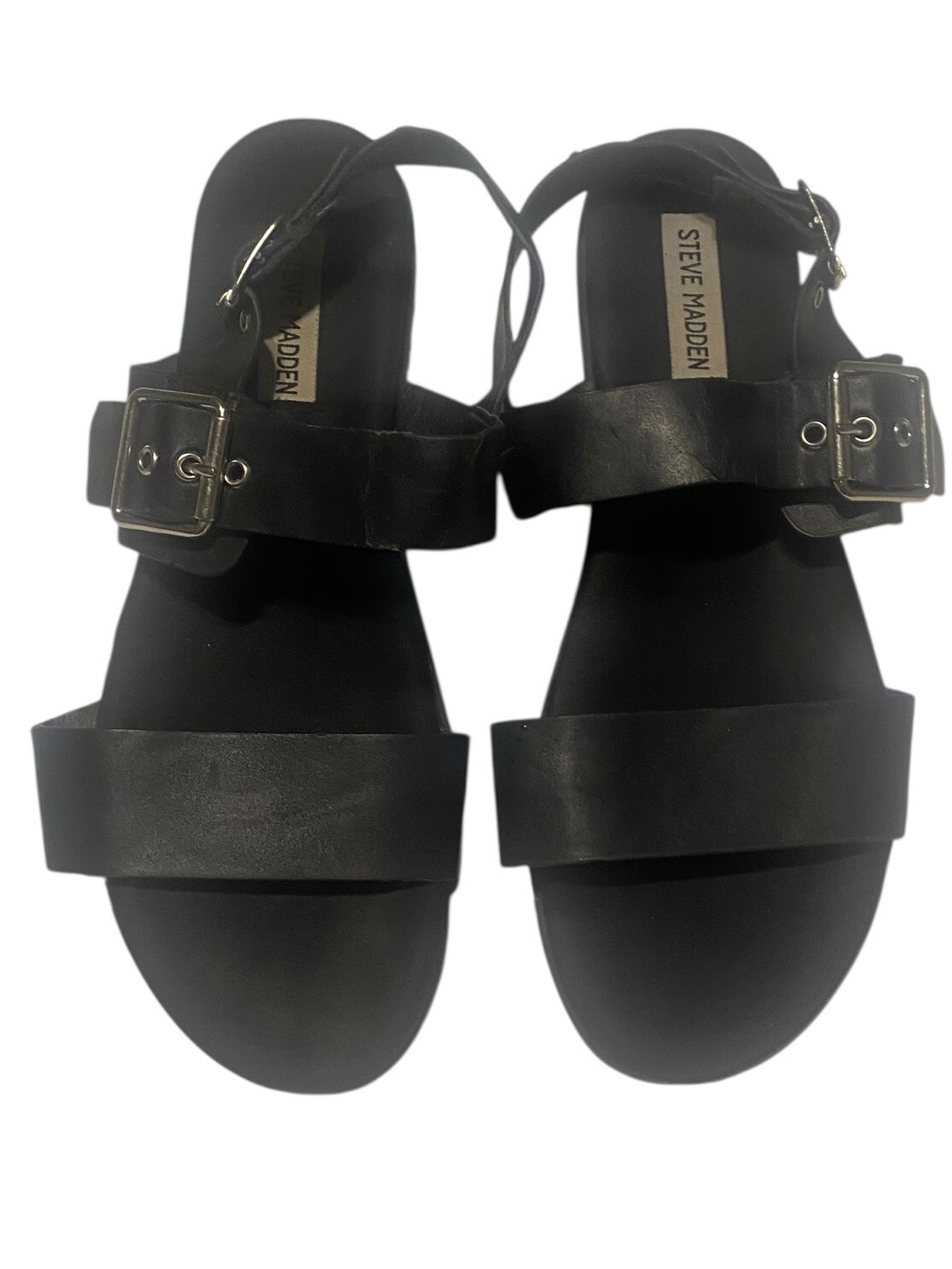 Steve Madden Strappy Buckle Sandals Womens 9 Black Classic Goth Comfort Punk Y2K