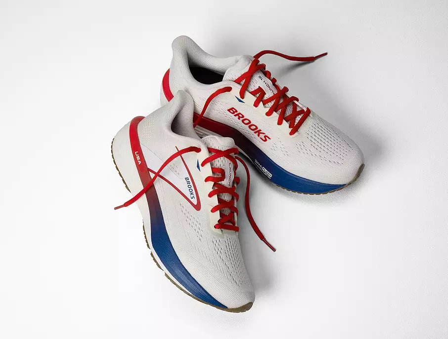 Brooks Women’s Launch 12 Running Shoes – White/Red/Blue