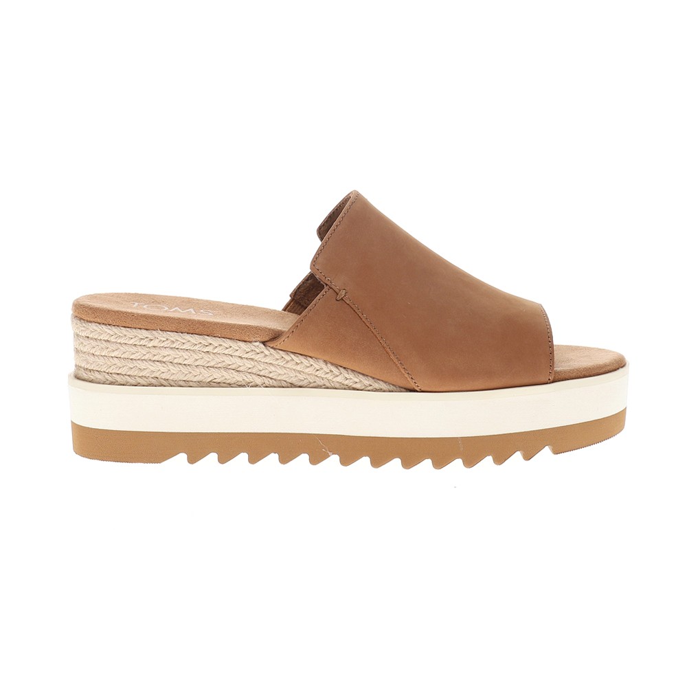 TOMS Diana Mule Platform Wedge Espadrille Womens Brown Casual Sandals 10022159T