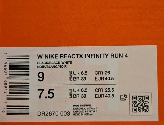 Nike ReactX Infinity Run 4 DR2670 003 Women Size 9 New