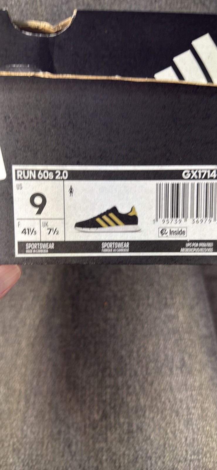 Adidas Run 60S 2.0 Black And Gold WOMEN’S Size 9 NEW In Box