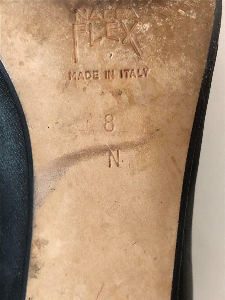 BALLY Italy Soft Black Leather Nappa Flex Semi Round Toes Pumps Sz 8N
