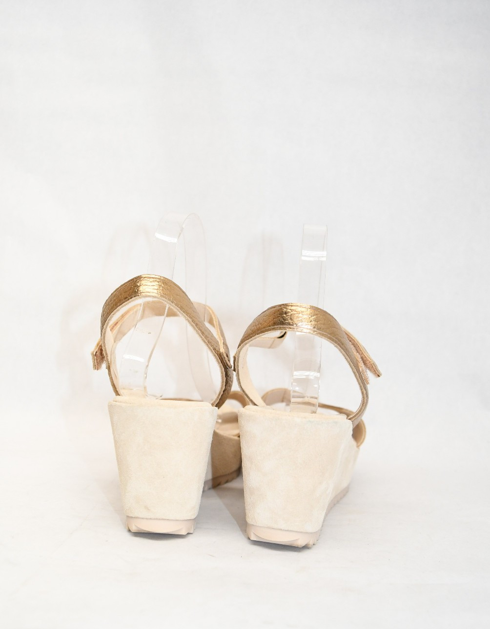 $650 Pedro Garcia FANTINA wedge sandals METALLIC CREAM LEATHER SAWTOOTH 41 (DD2)