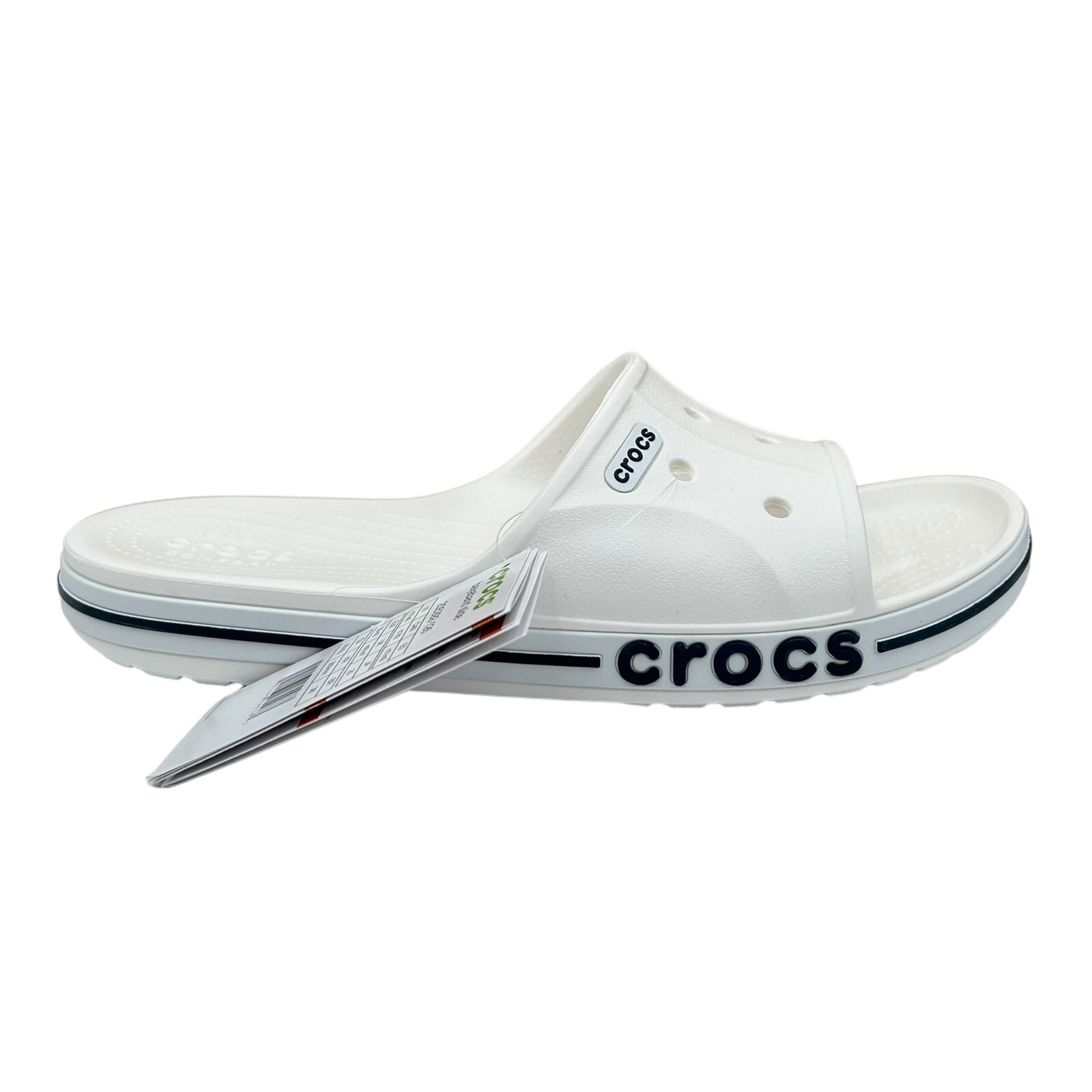 Crocs Slide Sandals Women’s Size 9/Men’s 7 White/Navy Water Friendly Lightweight