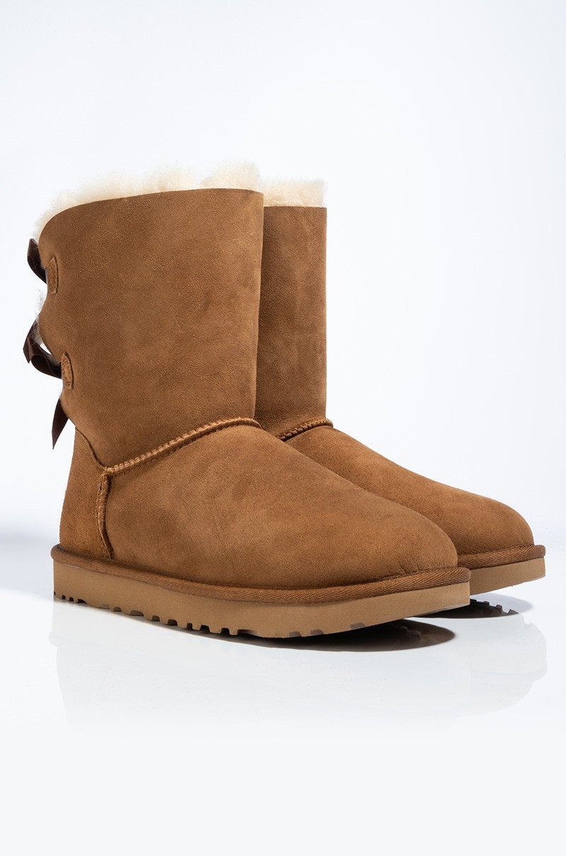 Women’s Ugg Australia Bailey Bow II Boots Sheepskin Winter Boots, Chestnut