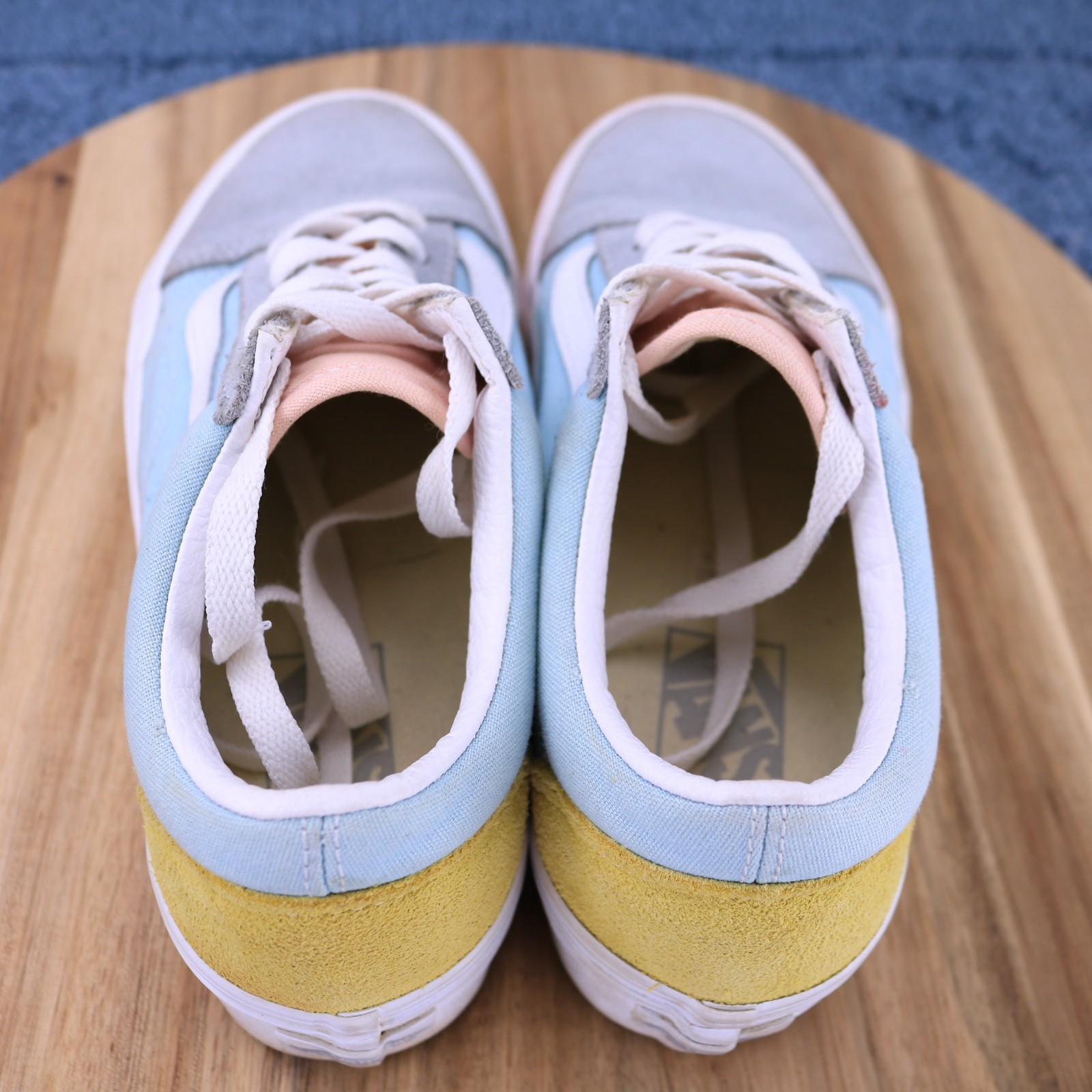 Vans Old Skool Pastel Platform Color Block Blue Pink Yellow Grey Men 5 Women 6.5