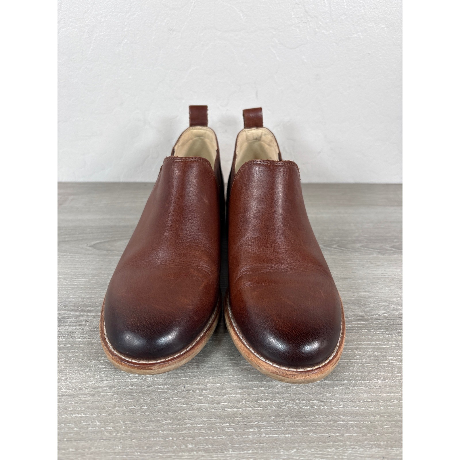 Clarks Edenvale Page Brown Leather Slip On Chelsea Bootie Loafers Shoes Size 7