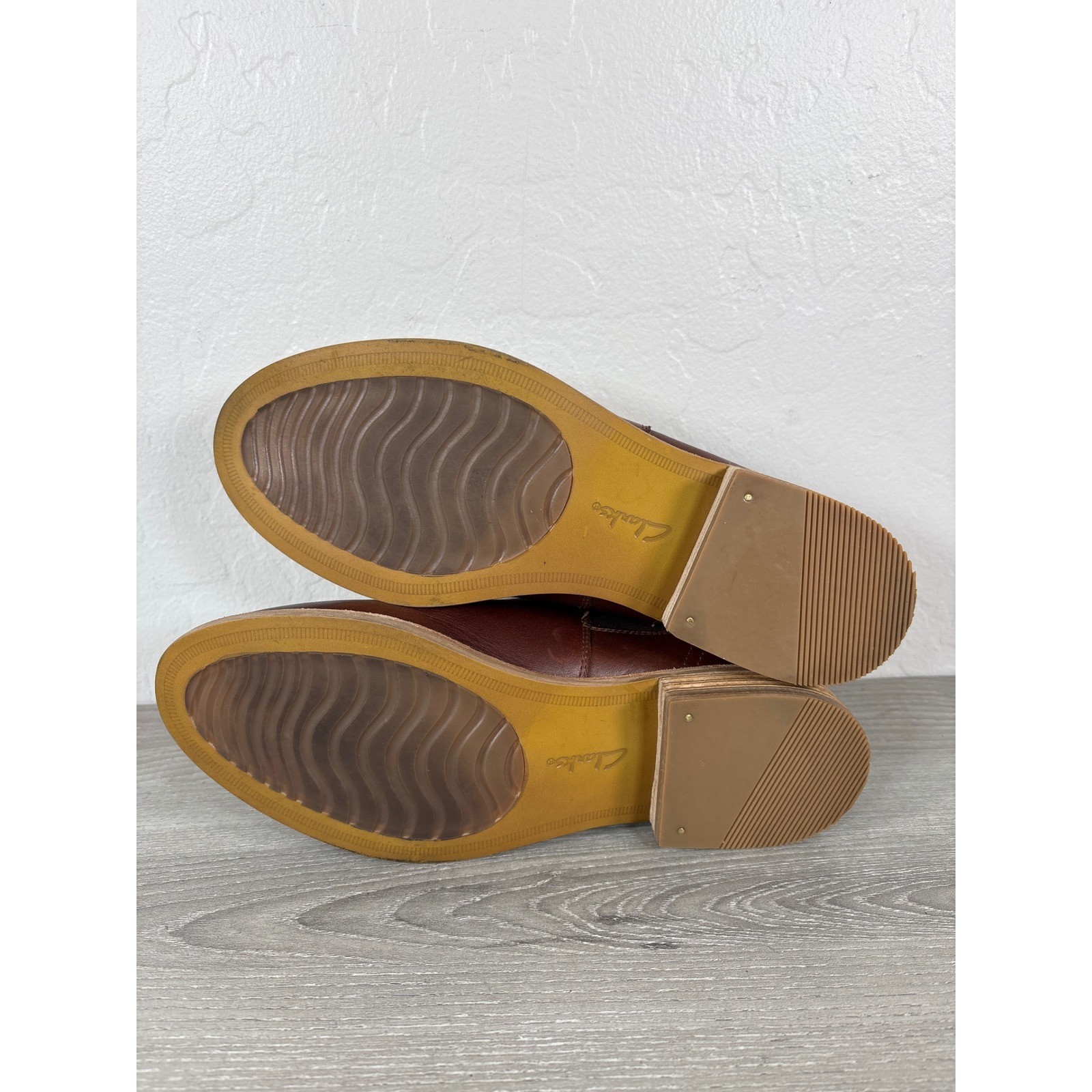 Clarks Edenvale Page Brown Leather Slip On Chelsea Bootie Loafers Shoes Size 7