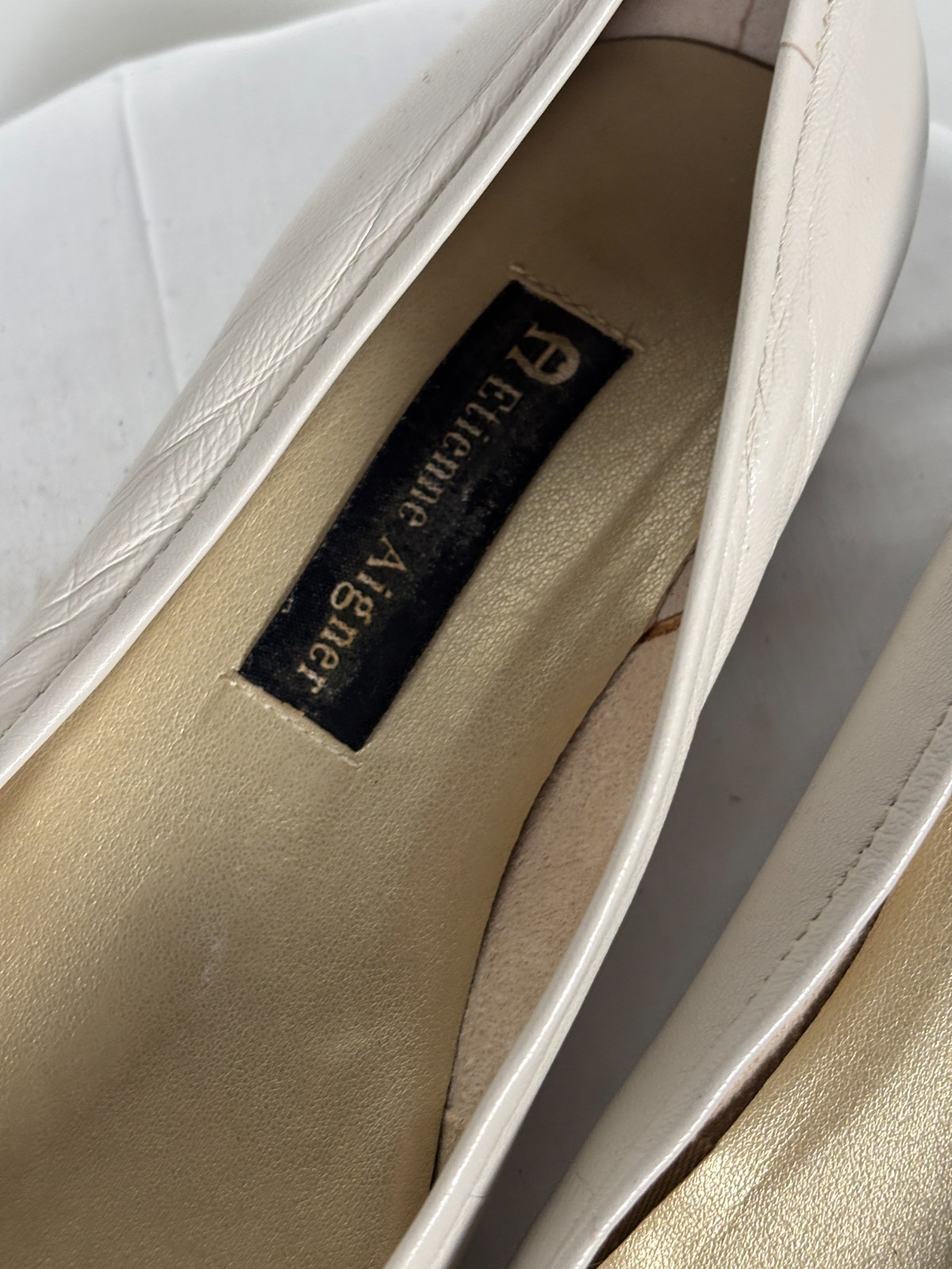 Vintage 90s/ Y2K Etienne Aigner Gardener Beige Square Toe Leather Pump Sz 8M