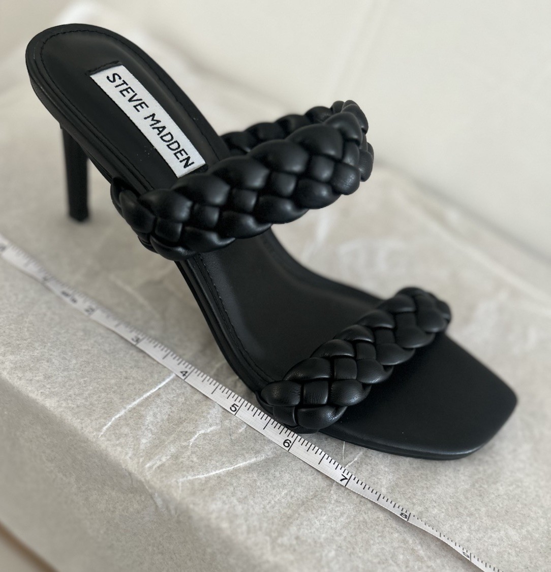 Steve Madden Prema Braided Black Kitten Heel Mules New Without Box Womens 7