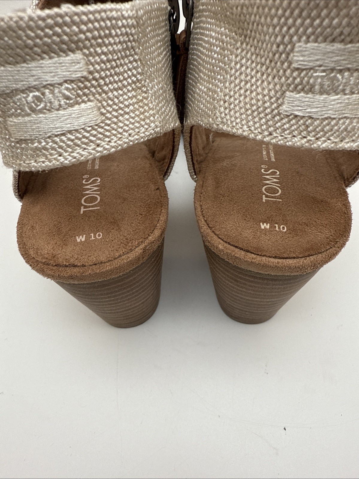 Toms Majorca City Strappy Sandal 10M Beige 3.5” Block Heel