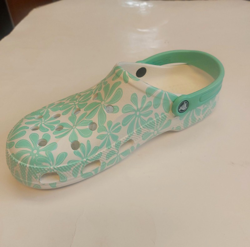 Crocs Baya Seasonal Printed Clogs Womens Size 12 Mens 10 Green White Sandals New
