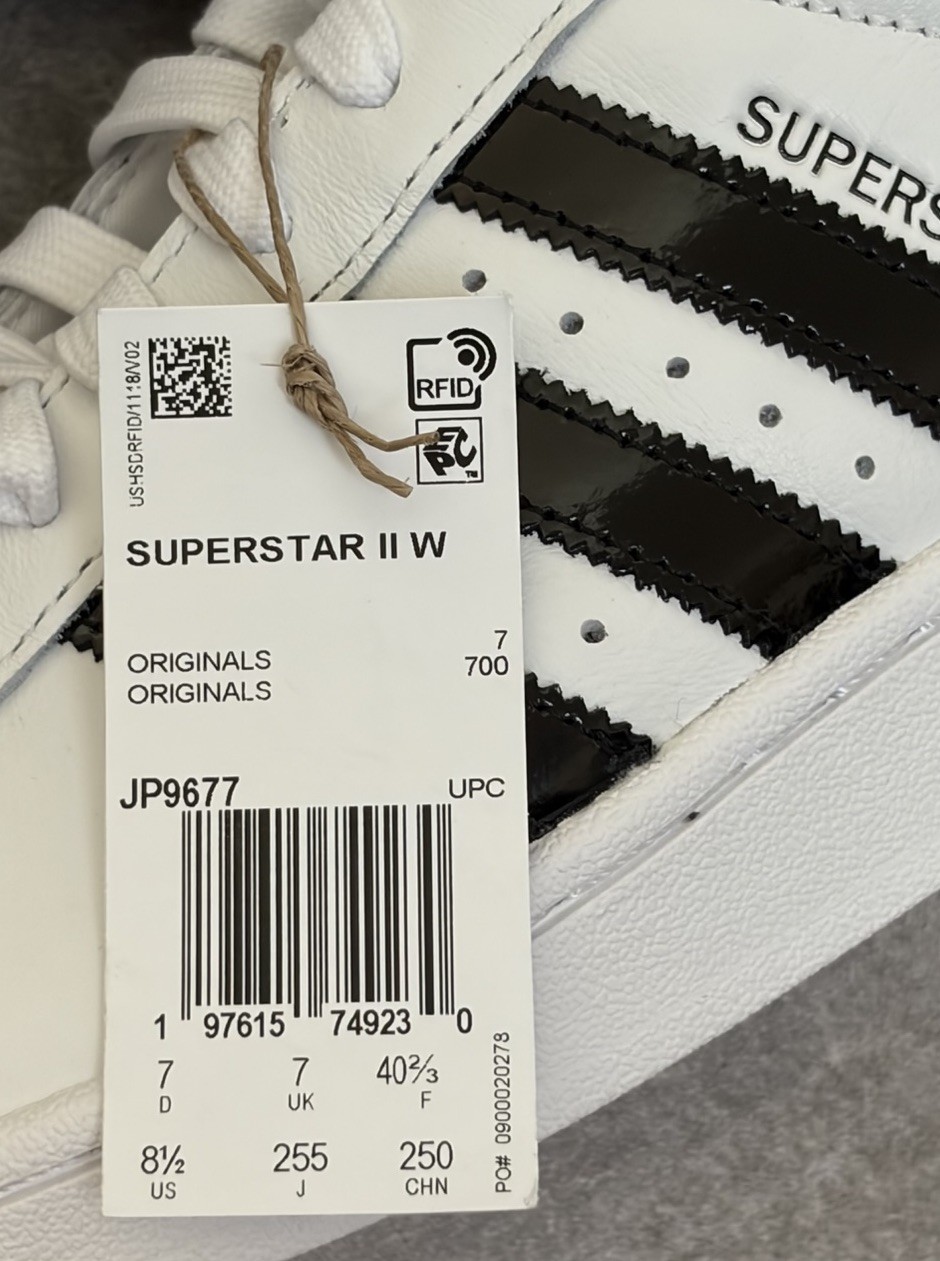 Adidas Superstar II W Shoes Cloud White/Core Patent Black JP9677 US W 8.5 New