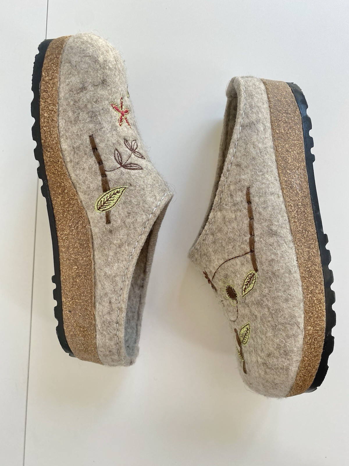 Haflinger Grizzly Wool Felt Clogs Slippers Women’s US 5 EU 36 Gray Excellent
