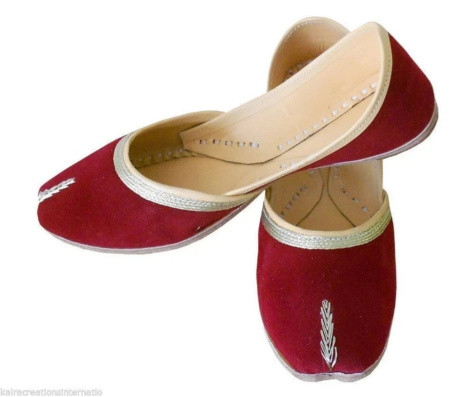 Women Wedding Shoes Leather Handmade Indian Mojaries Ballet Flat Jutties US 6-9