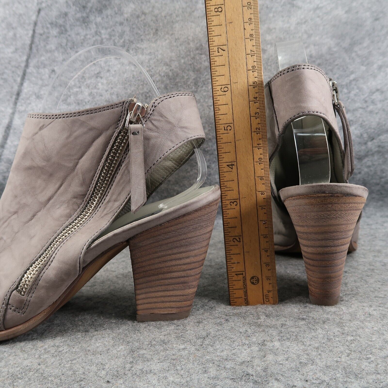 Paul Green Shoes Womens 8.5 Sandal Peep Toe Cayanne Asymmetric Zip Leather Grey
