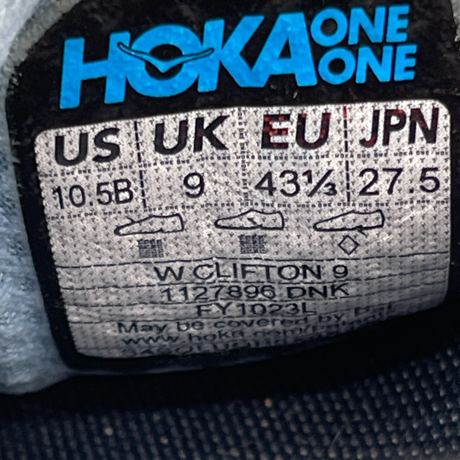 Hoka One One Clifton 9 Shoes Womens Size 10.5 B Blue Running Comfort Walking