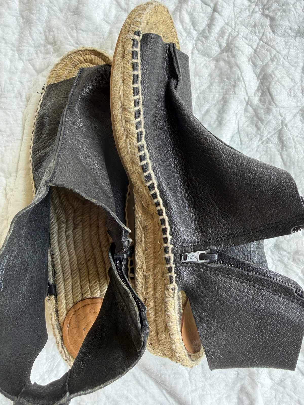 Bimba Y Lola Jute Black espadrille Wedge EU 39 US 8 pony-style made in Spain