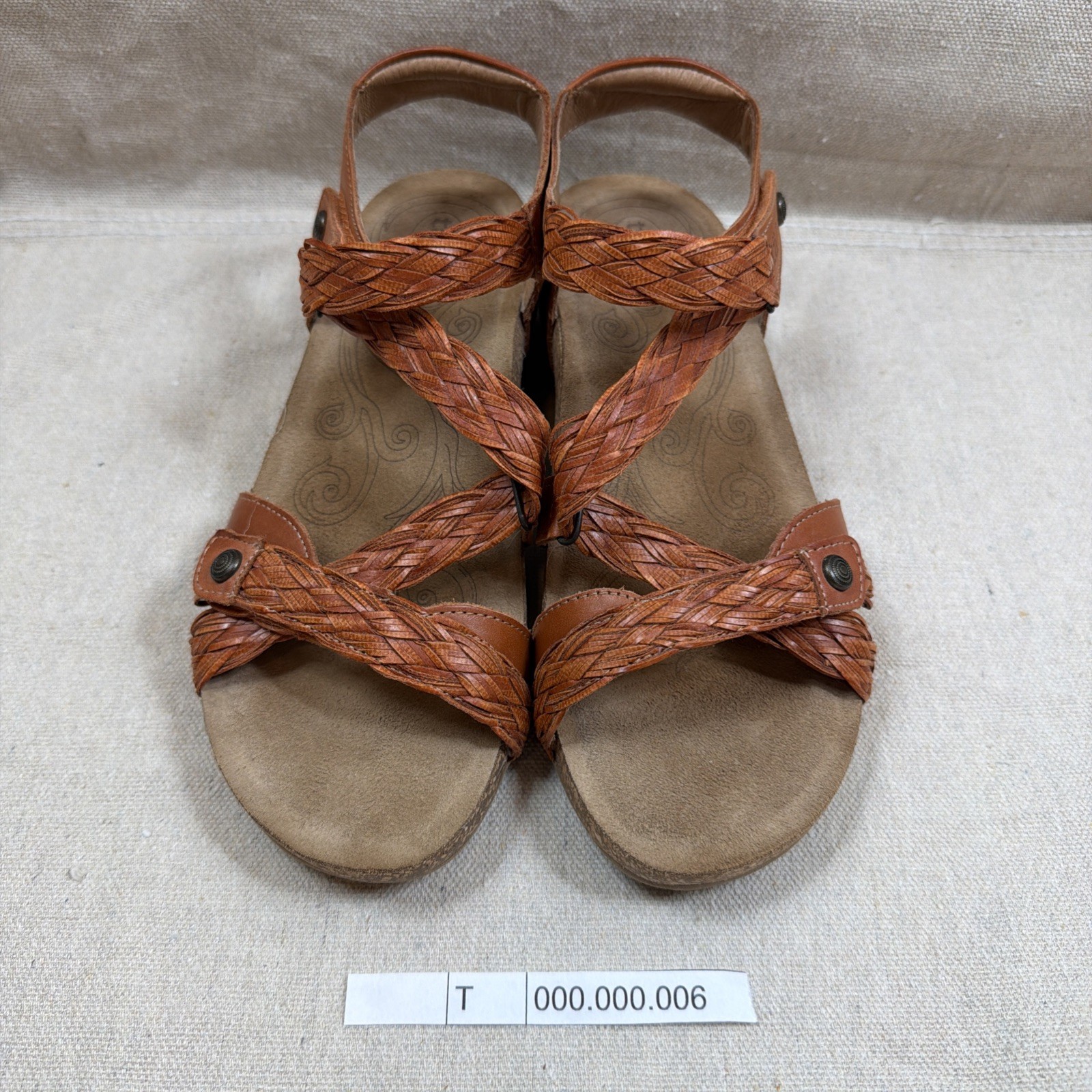 Taos Trulie Burnt Orange Woven Leather Braid Wedge Sandals Womens US 8-8.5 EU 39