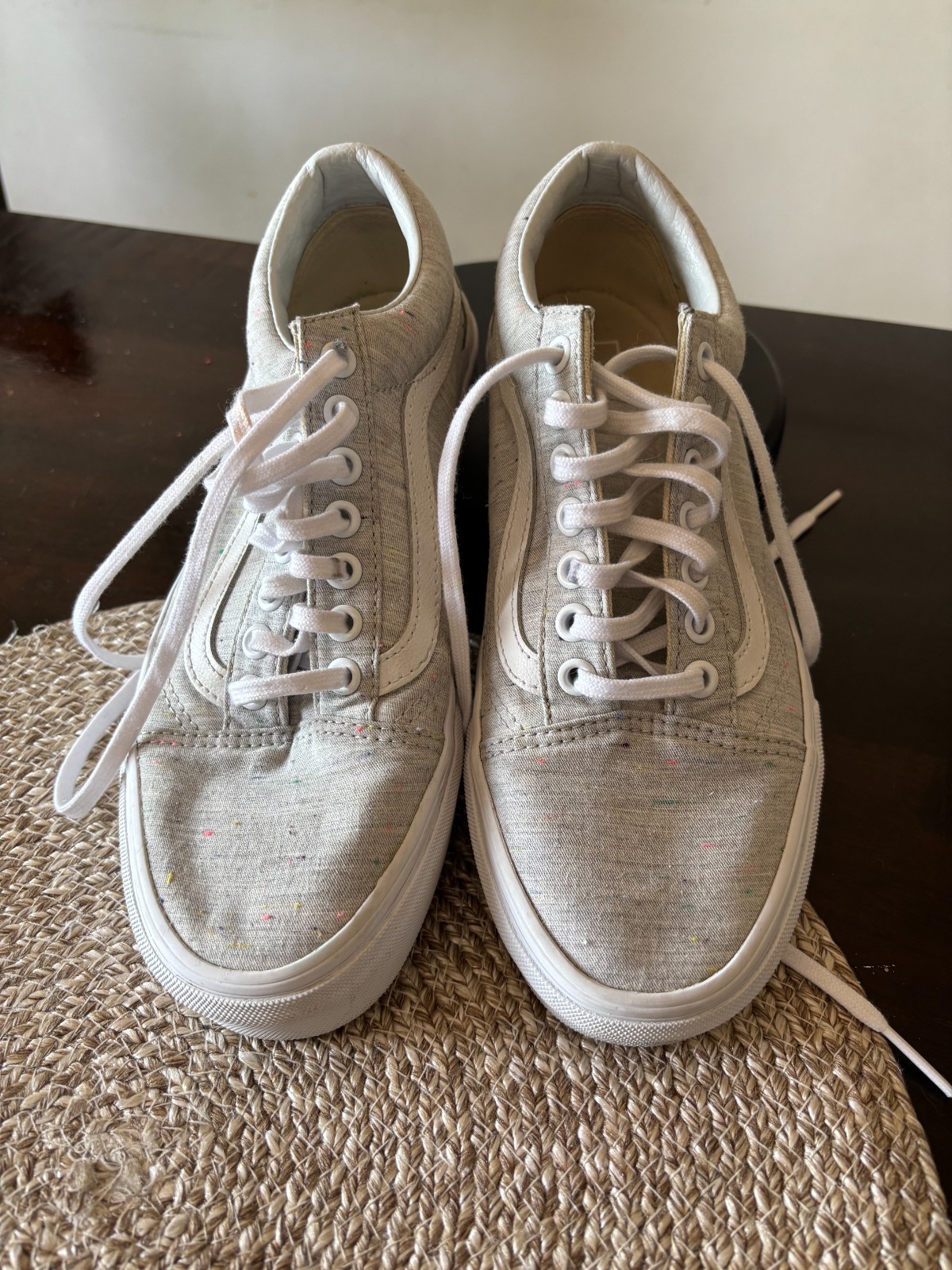 Vans Old Skool Speckle Jersey Womens Size 8.0 Gray White Athletic Shoes Sneakers