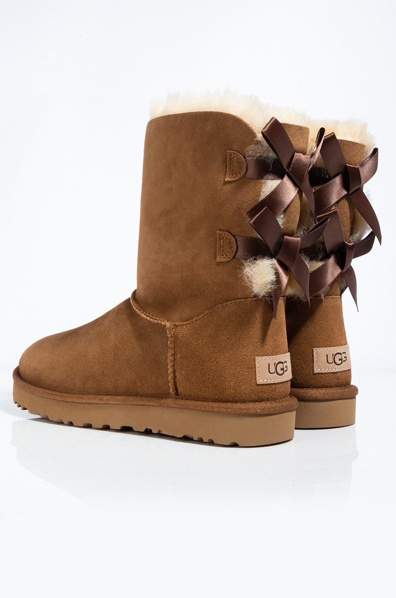 Women’s Ugg Australia Bailey Bow II Boots Sheepskin Winter Boots, Chestnut