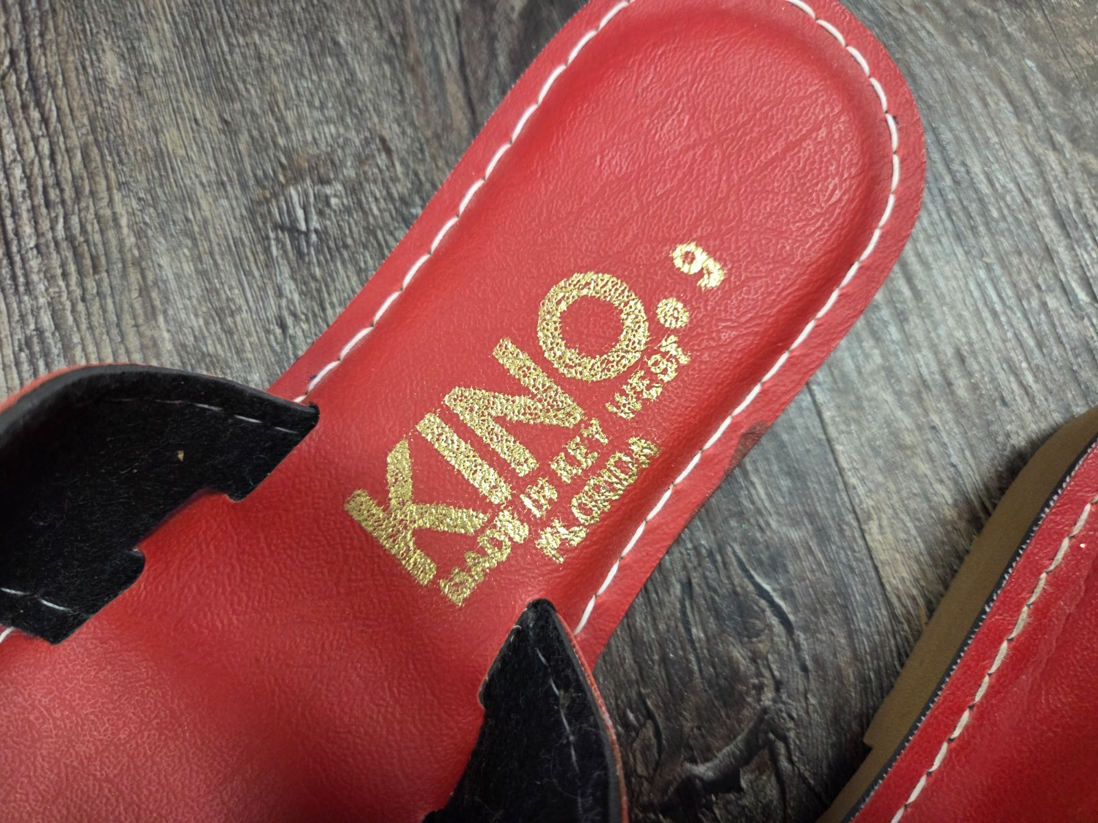 KINO Solid Red Thong Sandals Made in Key West Florida Women’s Size 9 Shoes
