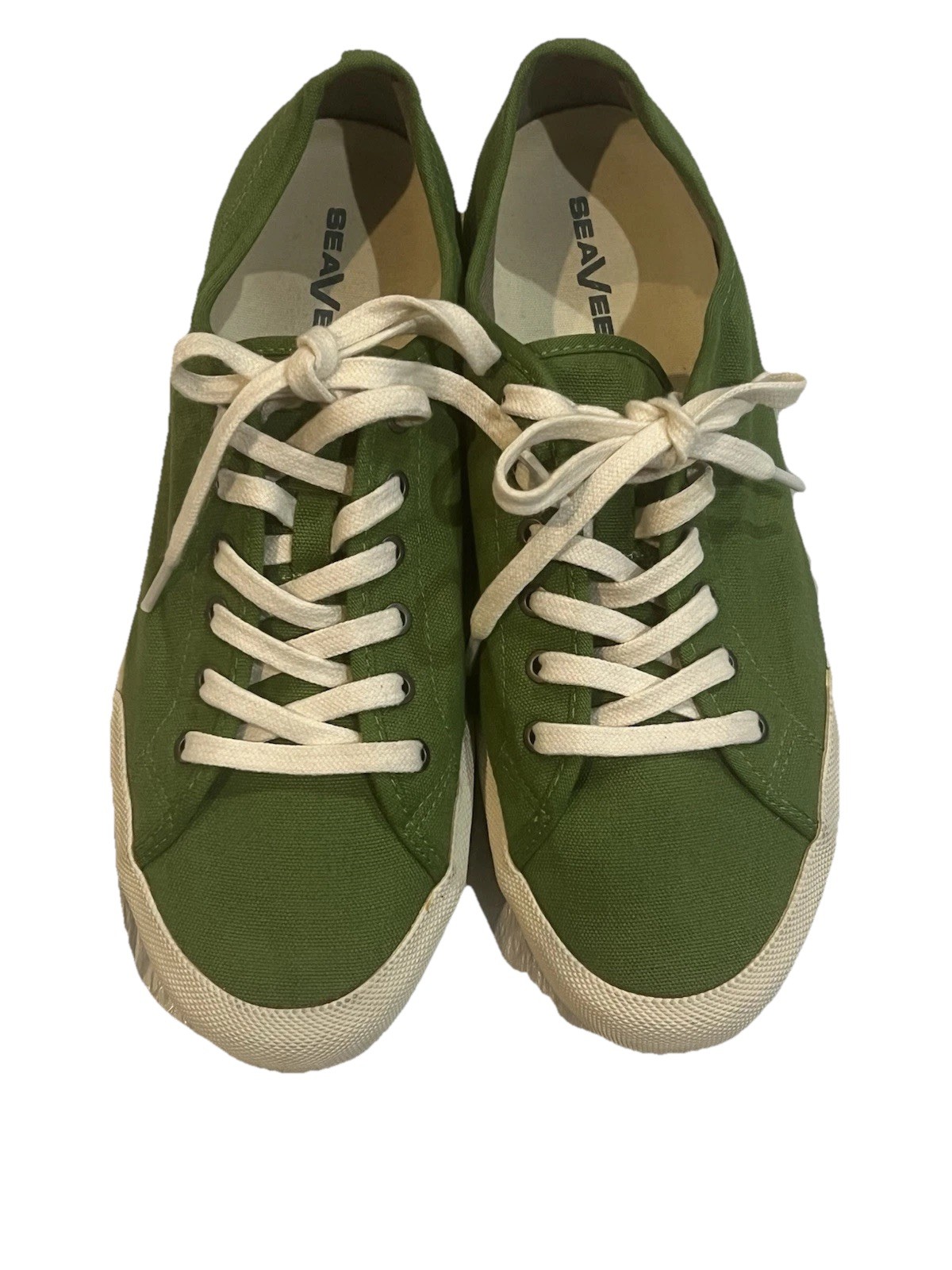 SeaVees Monterey Sneakers Womens Sz 10 Cotton Canvas Green Lace Up Shoes