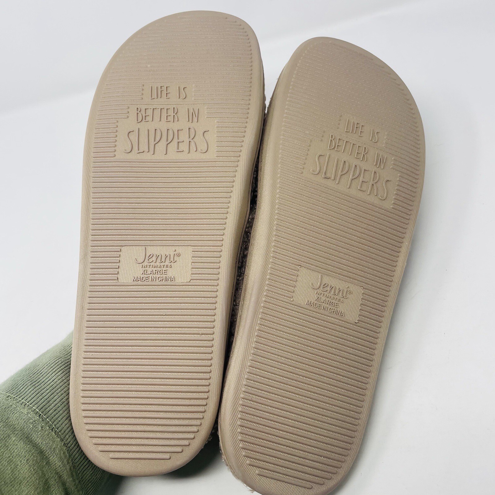 Jenni Womens 11/12 Faux-Sherpa Cross-Strap Slide Boxed Slippers Toffee $35 157