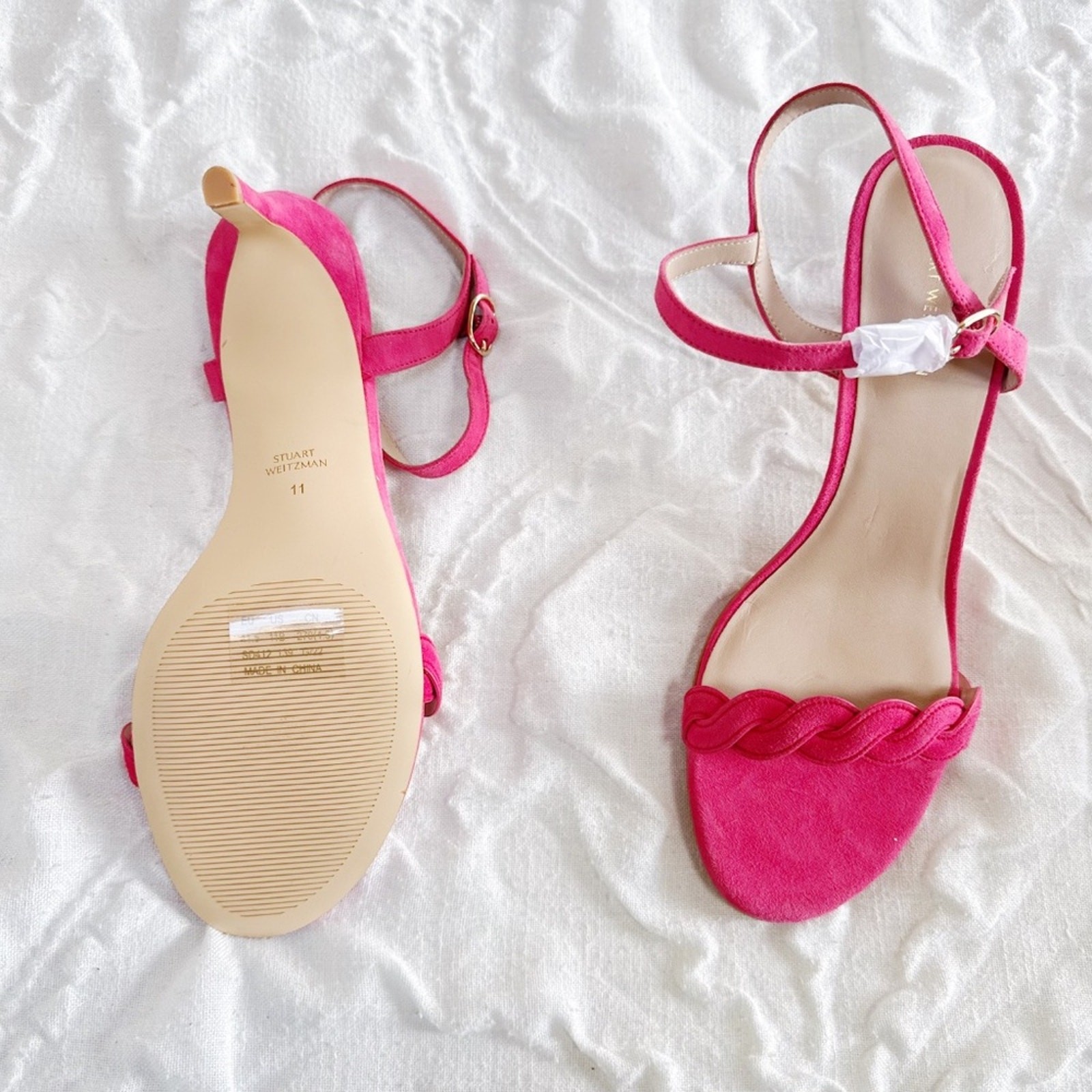 Stuart Weitzman Dancer Twistie 100Suede Sandal In Pink