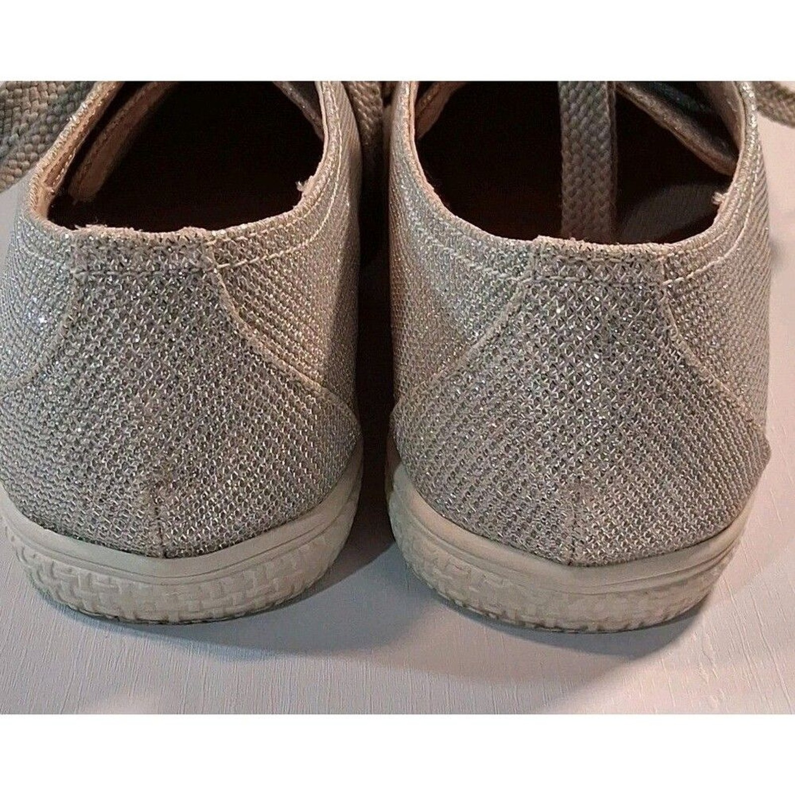 Your Party Shoes Sparkle Glitter Rhinestone Sneakers Low Top Lace Up Silver 11