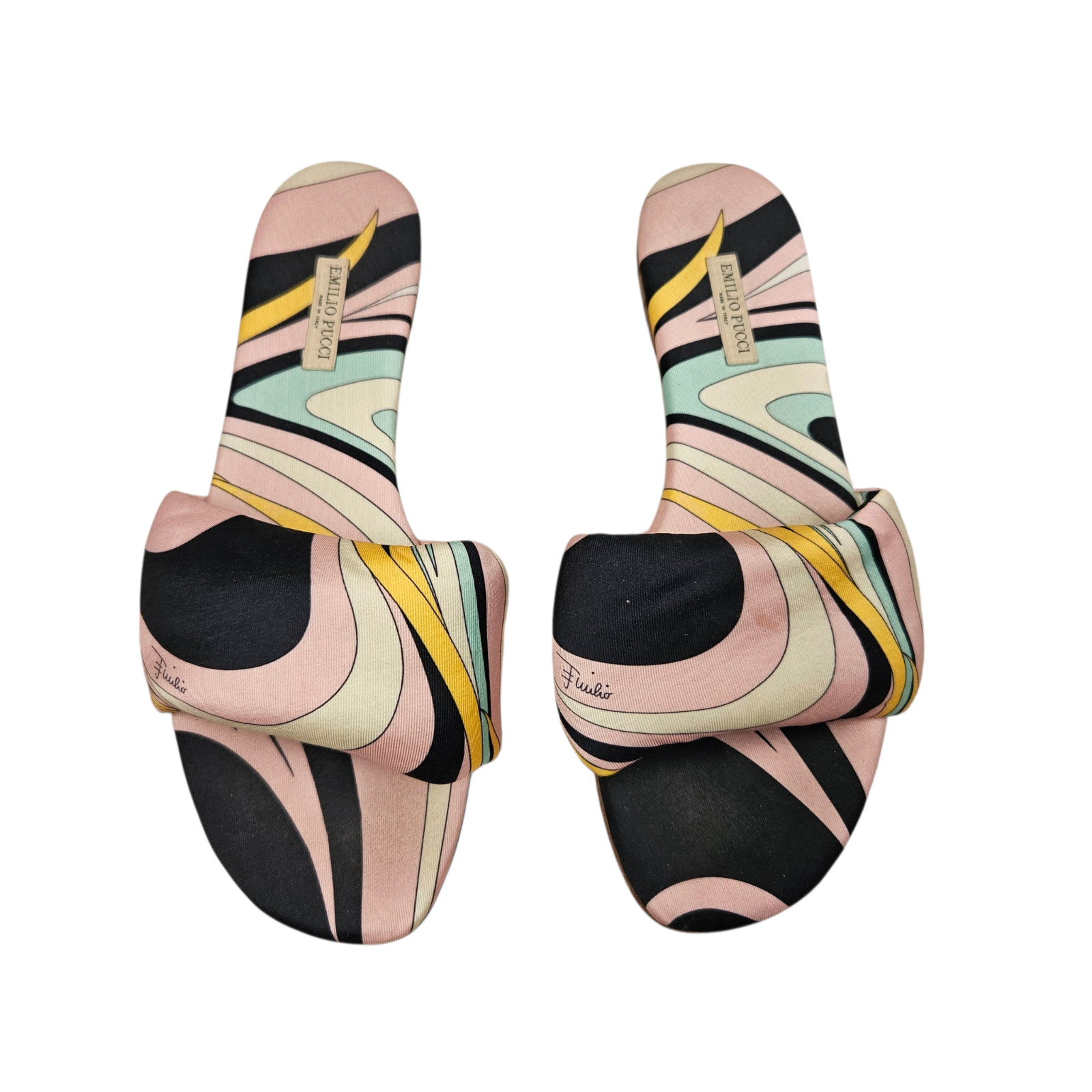Emilio Pucci Multicolor Satin Slide, Size 37.5