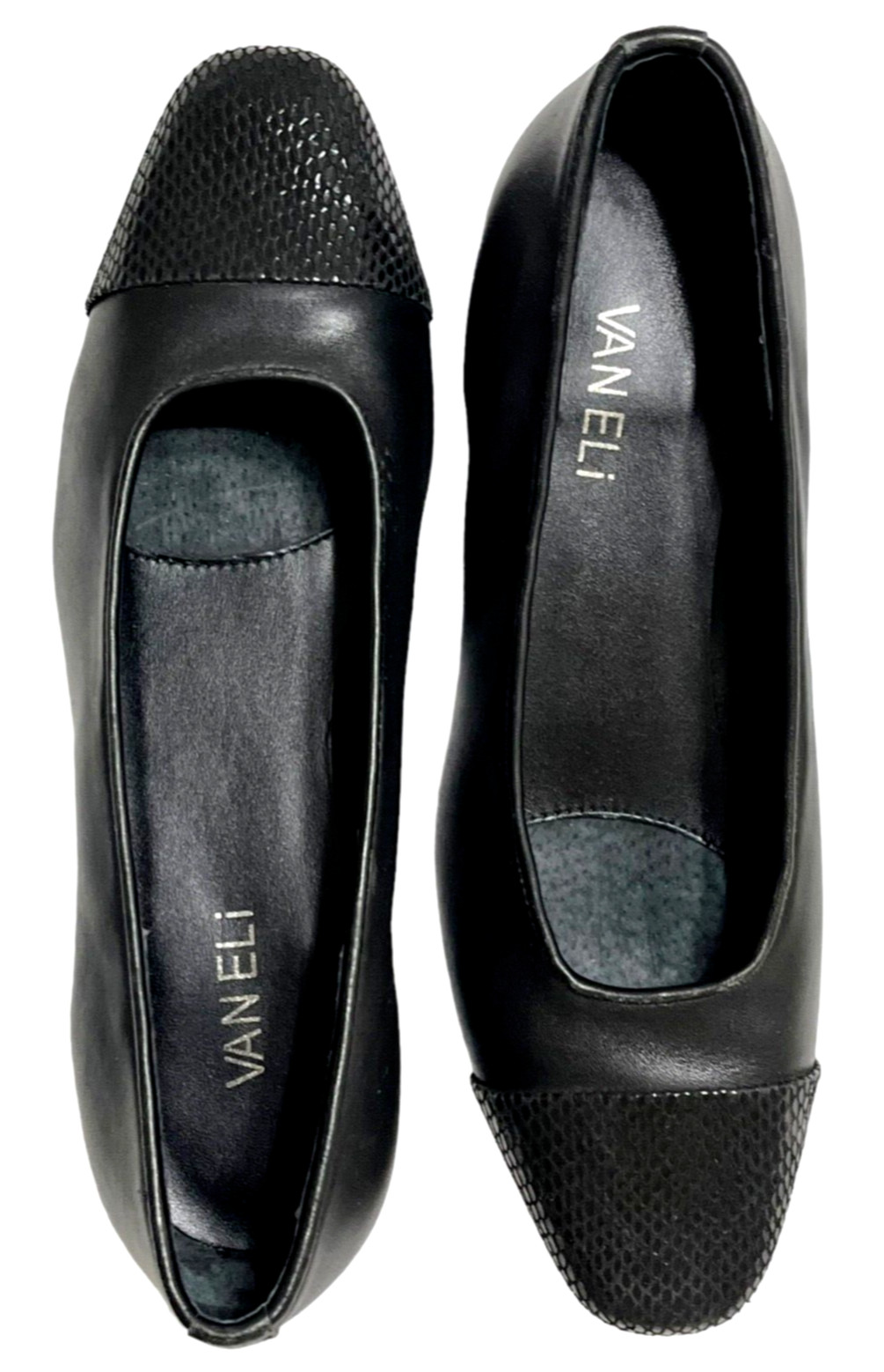 VANELI FC313 BALLET FLAT 8 BLACK SNAKE LEATHER CAP TOE VERO CUOIO PREO PRIORITY