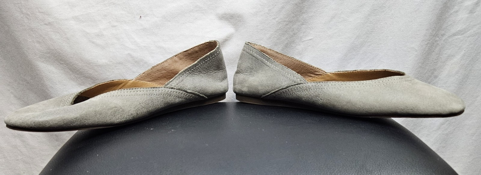Lucky Brand Alba Ballet Flats Womens 8.5 M Gray Leather Cottagecore Hippie Boho