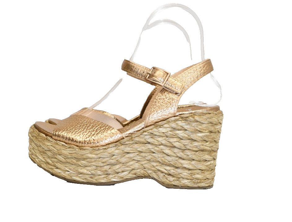$695 Pedro Garcia Doina 04 Ankle Strap Platform Sandal Cava Cervo Lame 38 (DD2)